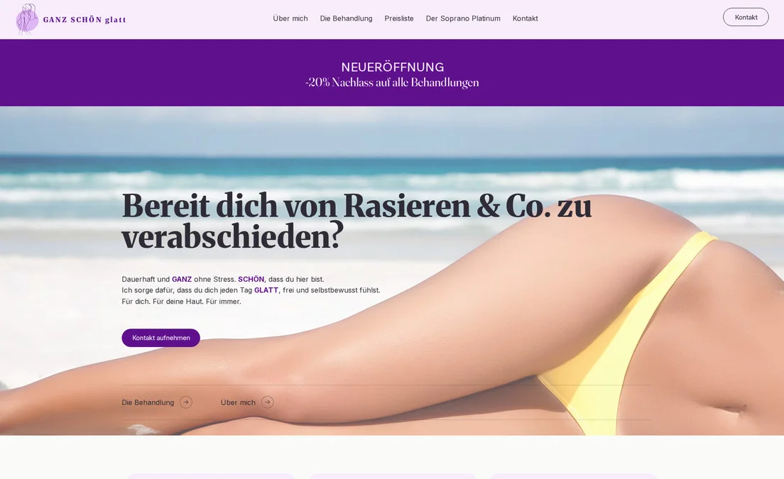 Website-Vorschau: Ganz schön glatt Laserhaarentfernung